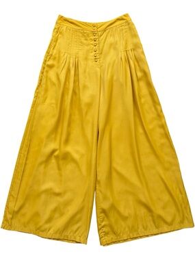 Small POL Yellow Wide Leg Pleated Trousers Pants